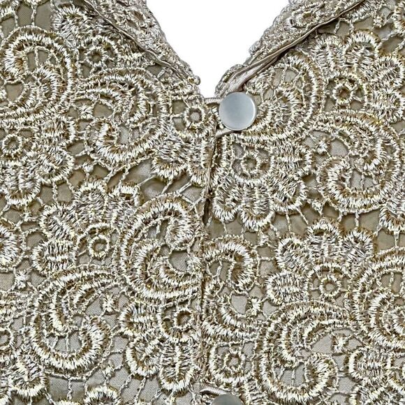 Talbots vintage metallic gold lace overlay evening jacket size 4 - Picture 3 of 16